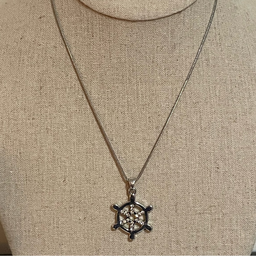 3/$15 - Silver Nautical Wheel, Helm Necklace